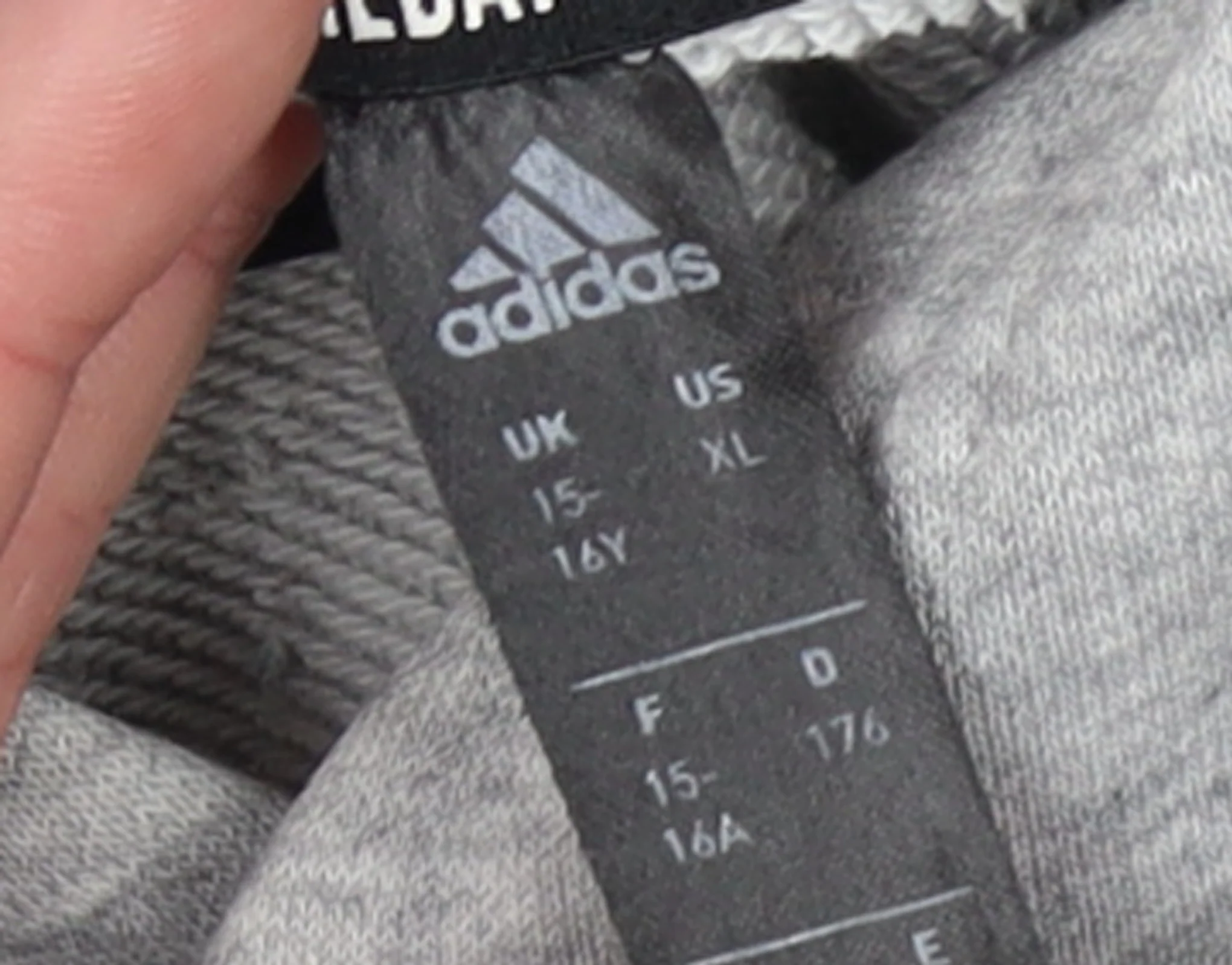 Adidas Boys Grey Hoodie 15-16 Years Pullover Fleece Cotton Blend - Image 4