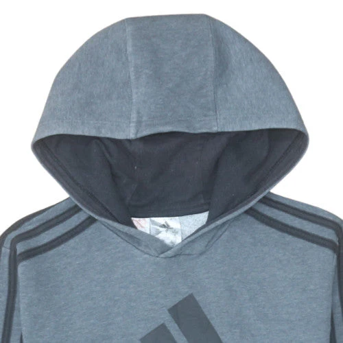 Adidas Boys Grey Pullover Hoodie 11-12 Years Logo Graphic Jumper - Image 8