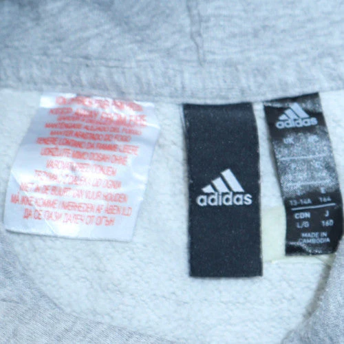 Adidas Boys Grey Pullover Hoodie 13-14 Years Logo Fleece Hooded Sweatshirt - Image 5