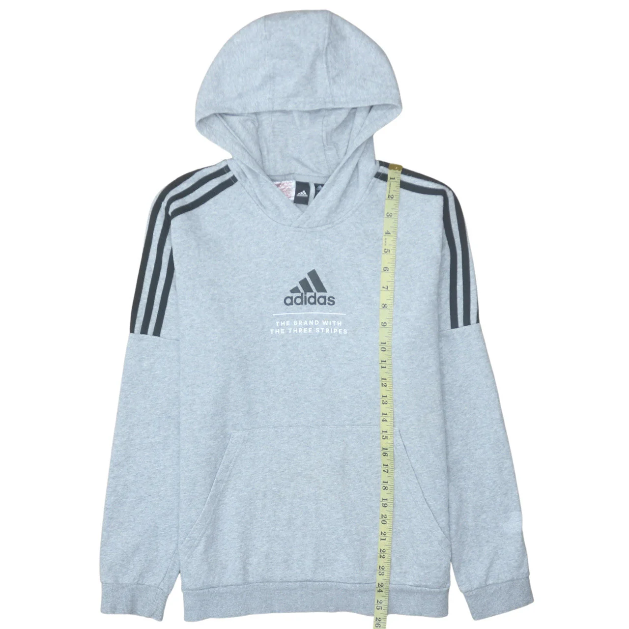 Adidas Boys Grey Pullover Hoodie 15-16 Years Classic Fit Sportswear - Image 3