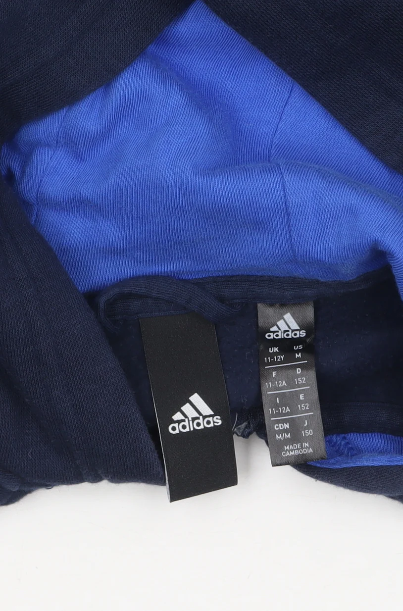 Adidas Boys Navy Blue Full Zip Hoodie 11-12 Years Cotton Blend - Image 5