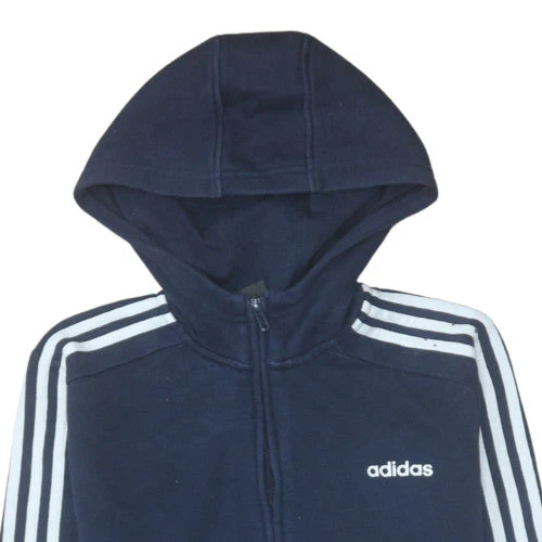 Adidas Boys Navy Full Zip Hoodie 13-14 Years Classic Fleece Sweatshirt - Image 8