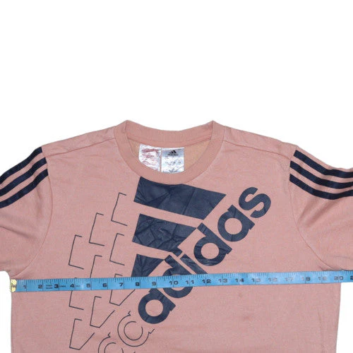 Adidas Boys Pink Logo Pullover Sweatshirt 13-14 Years Long Sleeve - Image 2