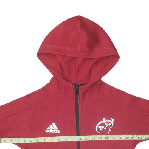 Adidas Boys Red Full Zip Hoodie 11-12 Years Munster Rugby Fleece Sweatshirt - Image 2