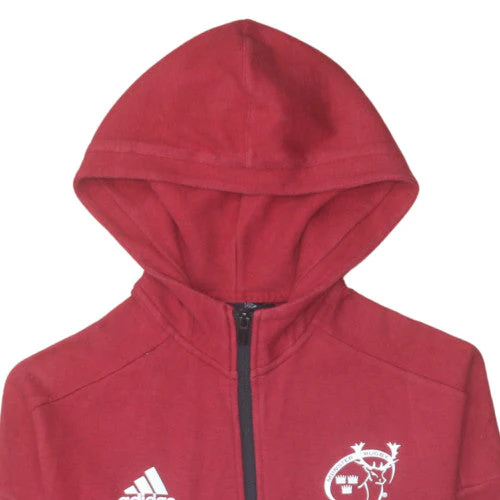 Adidas Boys Red Full Zip Hoodie 11-12 Years Munster Rugby Fleece Sweatshirt - Image 8