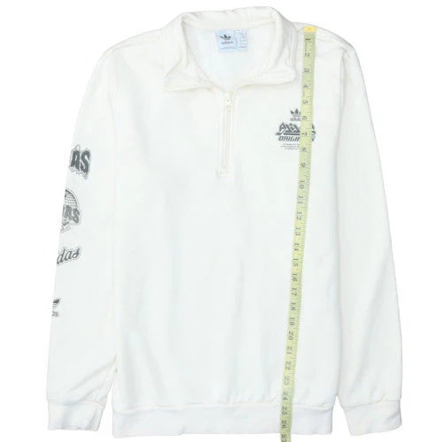 Adidas Boys White 1/2 Zip Fleece Sweatshirt 15-16 Years Originals Logo - Image 3