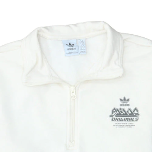 Adidas Boys White 1/2 Zip Fleece Sweatshirt 15-16 Years Originals Logo - Image 8