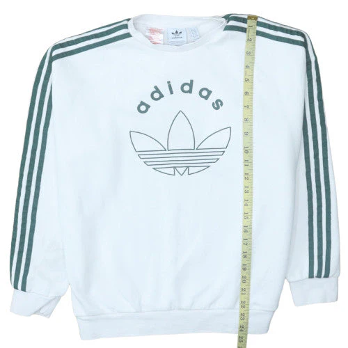 Adidas Boys White 13-14 Years Pullover Sweatshirt with Logo and Stripes - Image 3