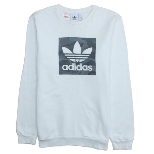 Adidas Boys White Crew Neck Sweatshirt XL 15-16 Years Logo Print