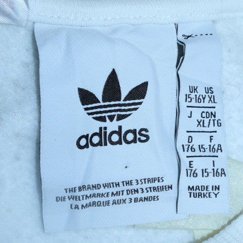 Adidas Boys White Crew Neck Sweatshirt XL 15-16 Years Logo Print - Image 5