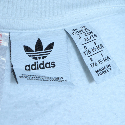 Adidas Boys White XL 15-16 Years Crew Neck Logo Sweatshirt - Image 5