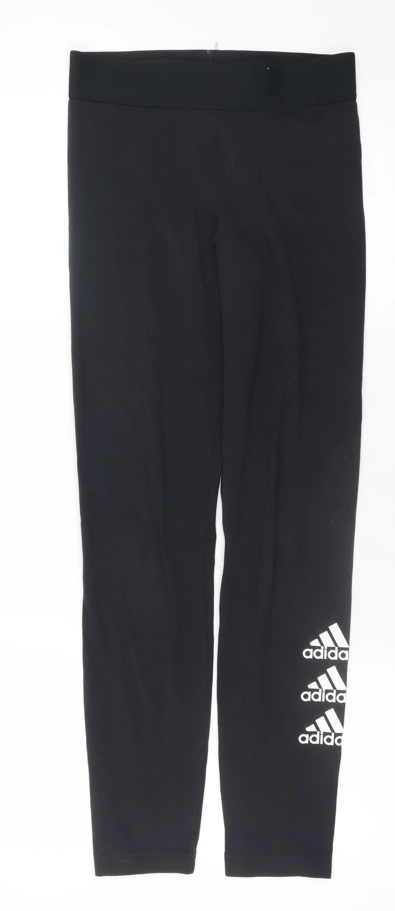 Adidas Girls Black 13-14 Years Ankle Leggings Stretch Cotton Blend