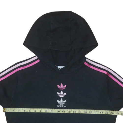 Adidas Girls Black Pullover Hoodie 15-16 Years Hooded Fleece Logo Sweatshirt - Image 2