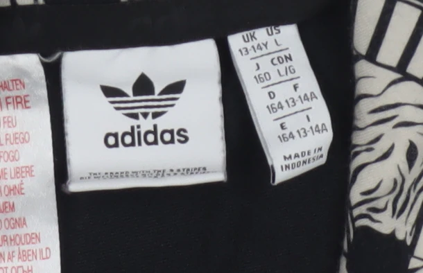 Adidas Girls Black Velvet Pullover Hoodie 13-14 Years Logo Hooded Sweatshirt - Image 4