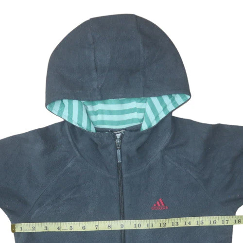 Adidas Girls Grey Fleece Hooded Full Zip Jacket 7-8 Years ClimaWarm - Image 2