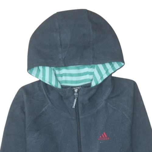 Adidas Girls Grey Fleece Hooded Full Zip Jacket 7-8 Years ClimaWarm - Image 7