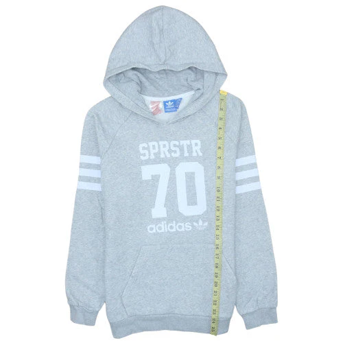 Adidas Girls Grey Hoodie XL 16 Years Pullover Fleece Hooded Sweatshirt - Image 3