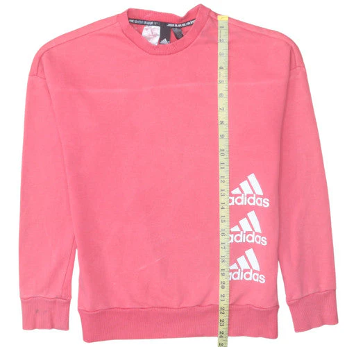 adidas Girls Pink Graphic Logo Pullover Sweatshirt – 14 Years - Image 3