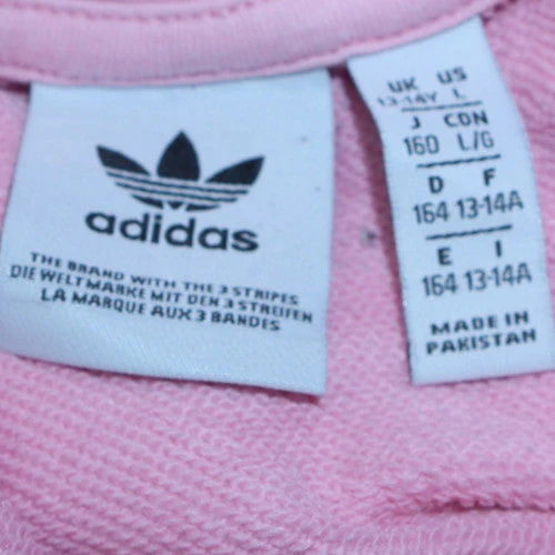 Adidas Girls Pink Hoodie 13-14 Years Pullover Logo Fleece Sweatshirt - Image 5