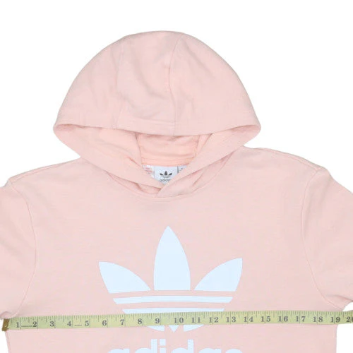 Adidas Girls Pink Pullover Hoodie 14-15 Years Classic Logo Cotton Blend - Image 2