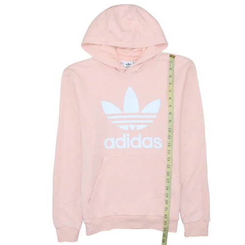 Adidas Girls Pink Pullover Hoodie 14-15 Years Classic Logo Cotton Blend - Image 3