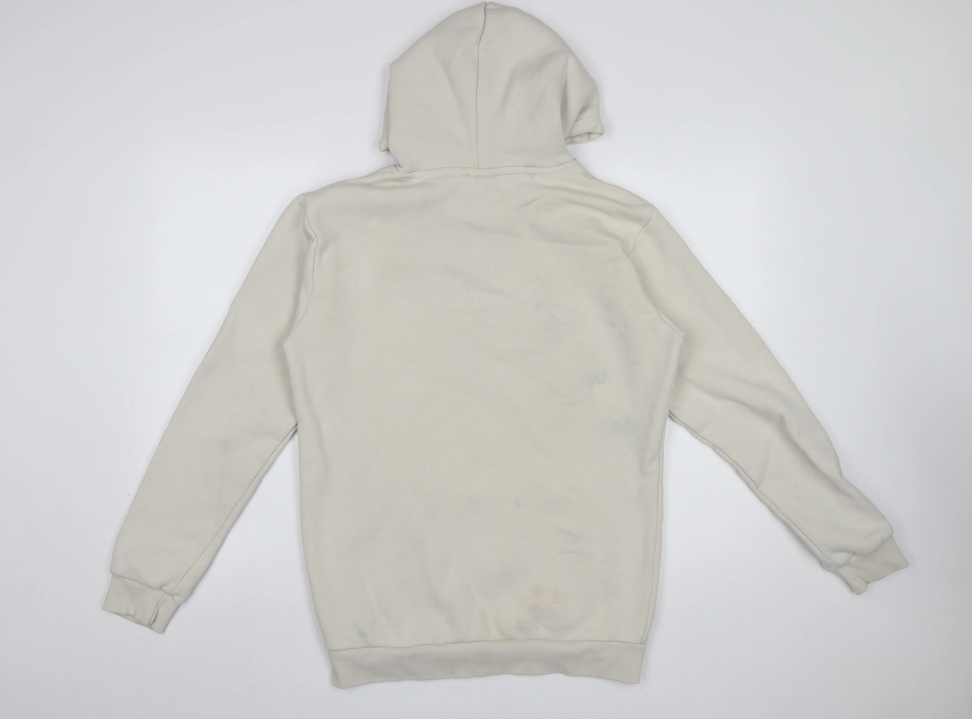 adidas Men Beige Pullover Hoodie Small Regular Fit Fleece Logo - Image 3
