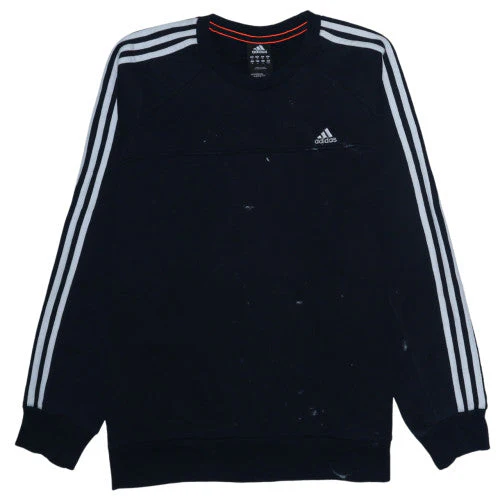 Adidas Men Black Crew Neck Pullover Sweatshirt Size M Sports Fleece