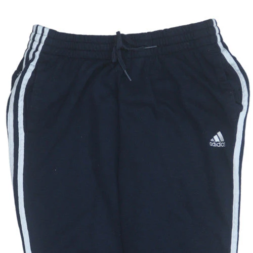 Adidas Men Black Jogger Trousers L Elastic Waist Side Stripe - Image 8