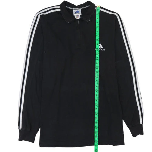 Adidas Men Black L 1/4 Zip Collared Sports Sweatshirt Vintage - Image 3