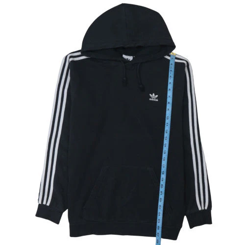 adidas Men Black Pullover Hoodie Medium Sports Fleece Sweatshirt - Image 3