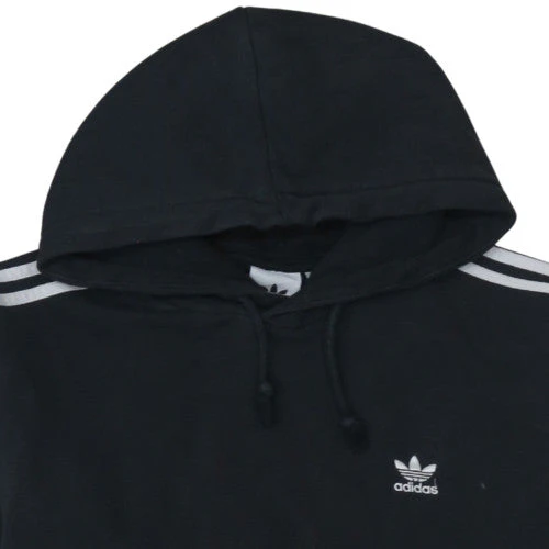 adidas Men Black Pullover Hoodie Medium Sports Fleece Sweatshirt - Image 8