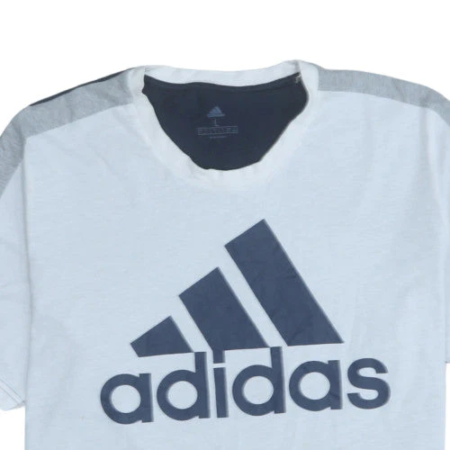 Adidas Men Blue Colourblock Logo Regular Fit T-Shirt L - Image 8
