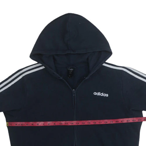 Adidas Men Blue Full Zip Hooded Sweatshirt L Fleece Regular Fit - Image 2
