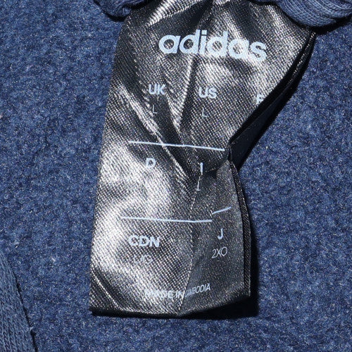 Adidas Men Blue Full Zip Hooded Sweatshirt L Fleece Regular Fit - Image 5