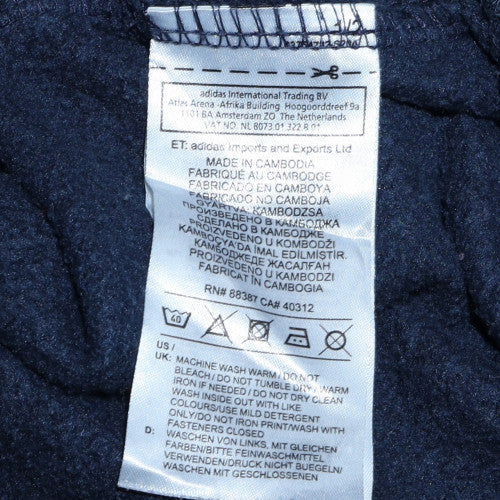 Adidas Men Blue Full Zip Hooded Sweatshirt L Fleece Regular Fit - Image 6