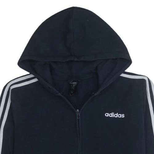 Adidas Men Blue Full Zip Hooded Sweatshirt L Fleece Regular Fit - Image 8