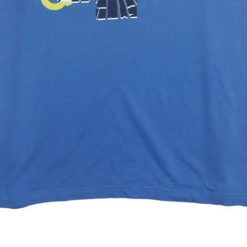 Adidas Men Blue Graphic Print XL Sports Cotton T-Shirt - Image 7