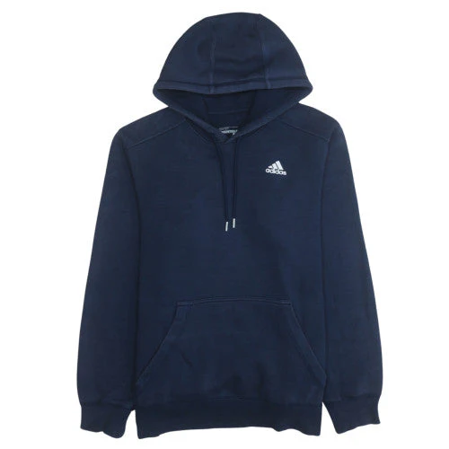 Adidas Men Blue Pullover Hoodie Fleece Logo M Regular Fit