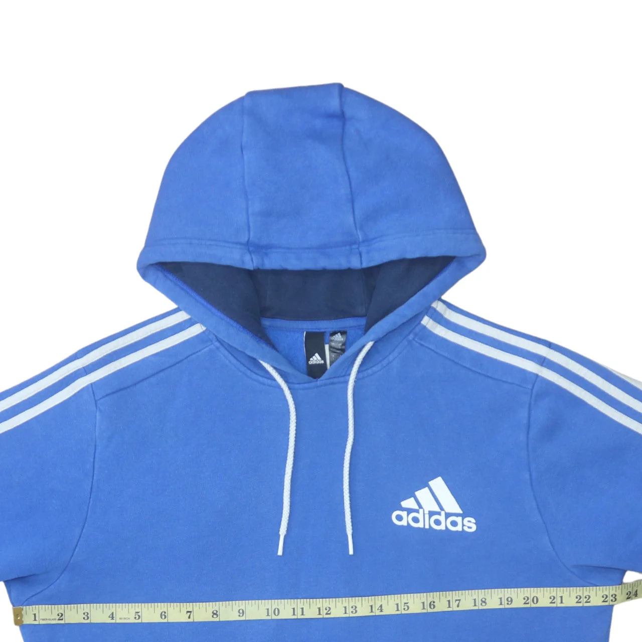 Adidas Men Blue Pullover Hoodie L Fleece Sportswear Sweatshirt - Image 2