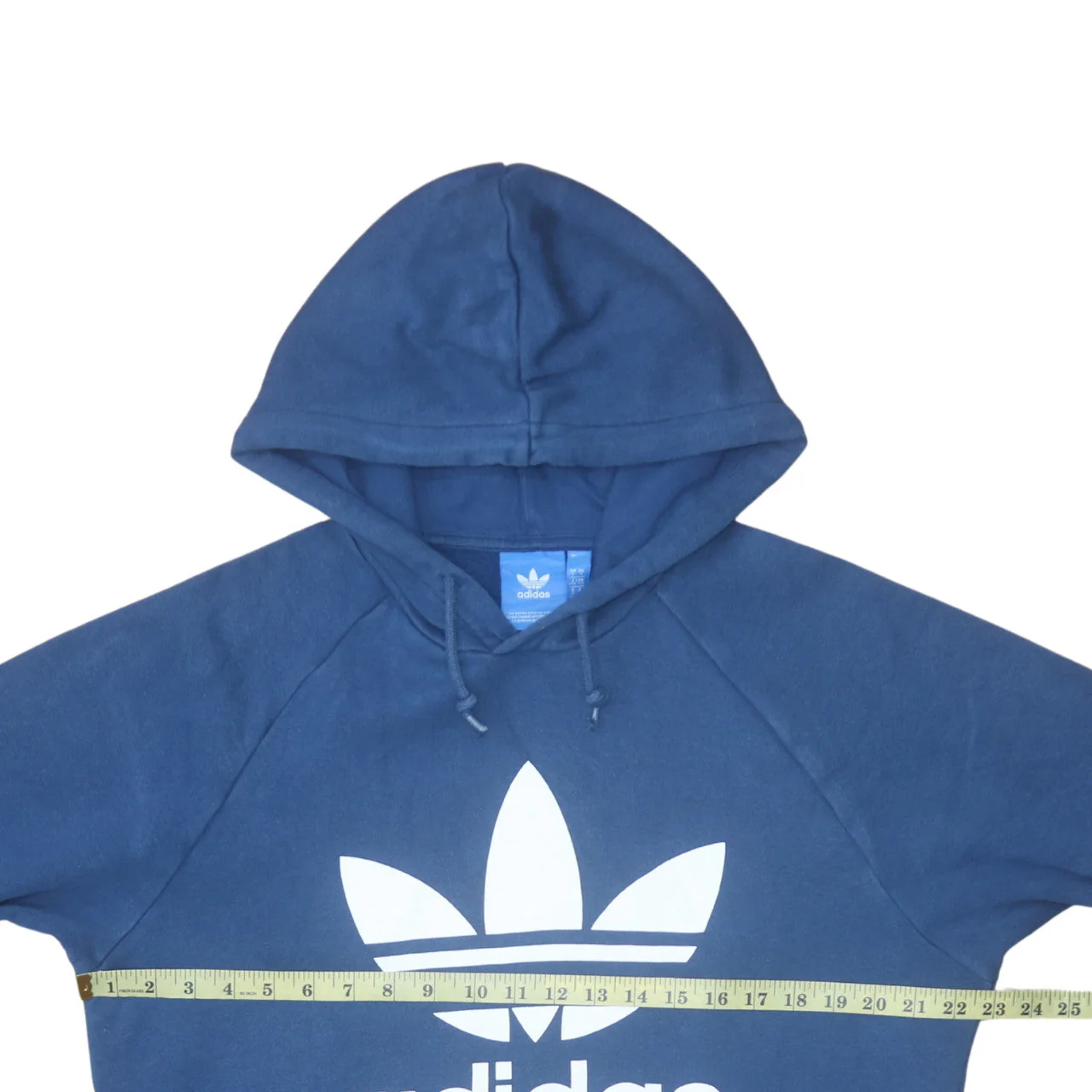 adidas Men Blue Pullover Hoodie L Graphic Logo Fleece Sweatshirt - Image 2