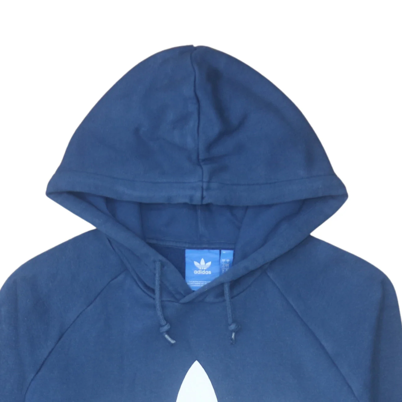 adidas Men Blue Pullover Hoodie L Graphic Logo Fleece Sweatshirt - Image 7