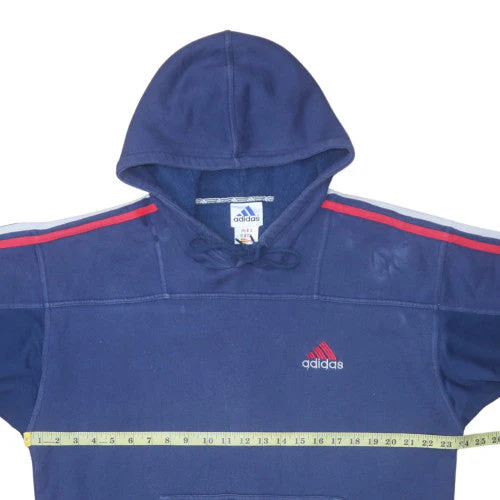 Adidas Men Blue Pullover Hoodie L Sports Fleece Logo Sweatshirt - Image 2