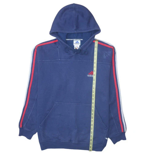 Adidas Men Blue Pullover Hoodie L Sports Fleece Logo Sweatshirt - Image 3