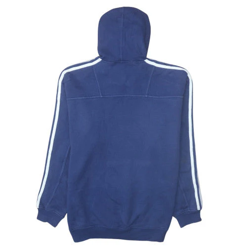 Adidas Men Blue Pullover Hoodie L Sports Fleece Logo Sweatshirt - Image 4