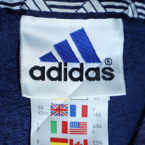 Adidas Men Blue Pullover Hoodie L Sports Fleece Logo Sweatshirt - Image 5