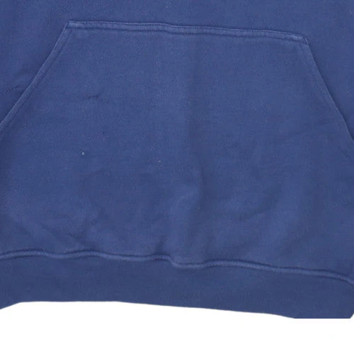 Adidas Men Blue Pullover Hoodie L Sports Fleece Logo Sweatshirt - Image 6