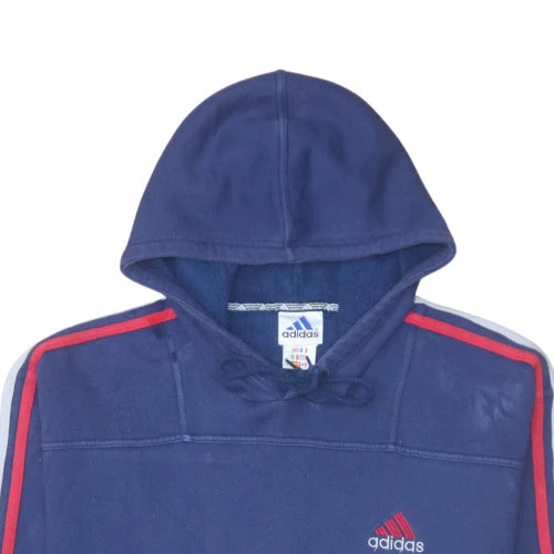 Adidas Men Blue Pullover Hoodie L Sports Fleece Logo Sweatshirt - Image 7