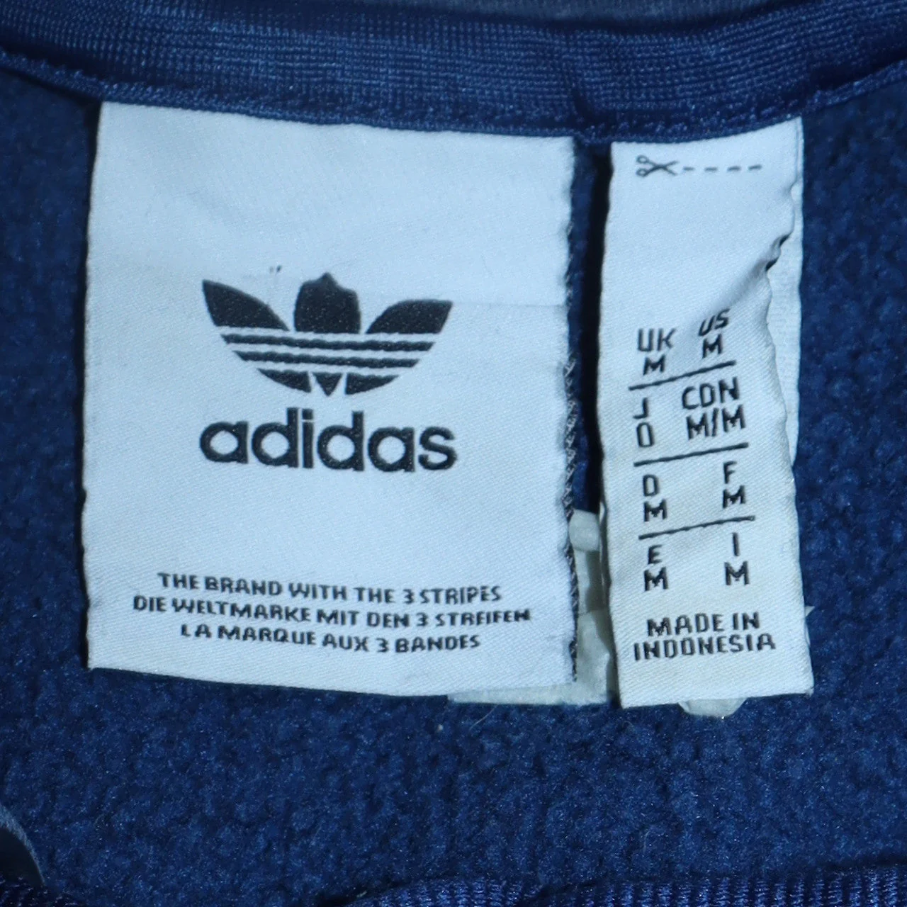 adidas Men Blue Pullover Hoodie M Fleece Logo Sportswear Sweatshirt - Image 5