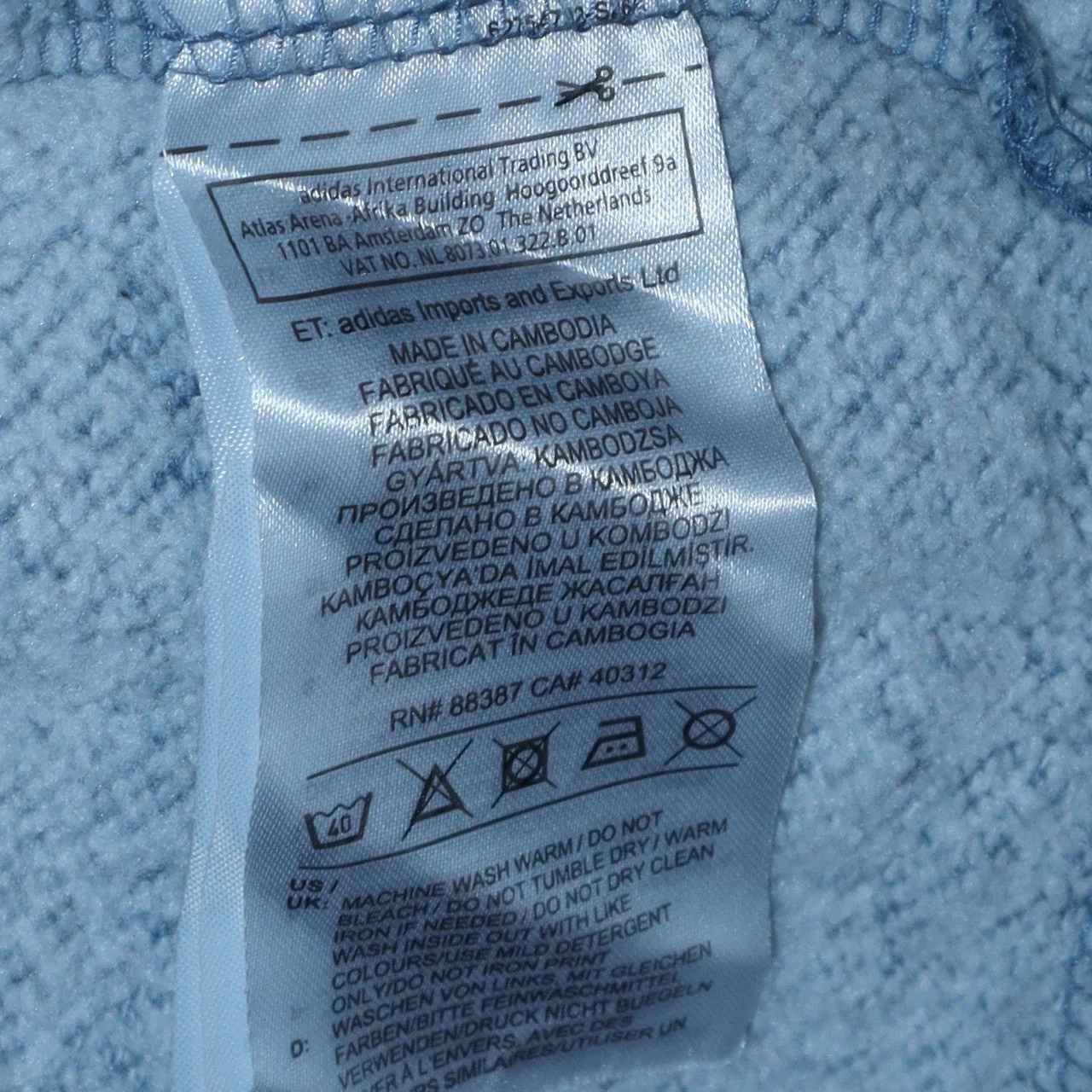 Adidas Men Blue Pullover Hoodie Small Logo Fleece Sportswear - Image 6