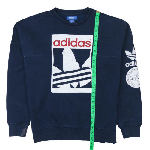adidas Men Blue Pullover Sweatshirt M Logo Graphic Fleece - Image 3